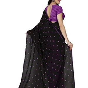 Svhub Fashion Georgette Polka Print Saree With Blouse Piece ( Free Size_Multicolor)