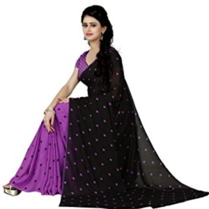 Svhub Fashion Georgette Polka Print Saree With Blouse Piece ( Free Size_Multicolor)
