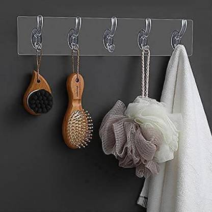 6 in 1 Self Adhesive Wall Hooks, Heavy Duty Sticky Hooks for Hanging ,  Waterproof Transparent Hanger for Wall,Hangers for Hanging Kitchen Bathroom  Bedroom Accessories Hook (Pack of 1) - svhub