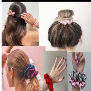 SVHub Collections Multicolor High Quality Slik Satin Scrunchies for Girls and Women